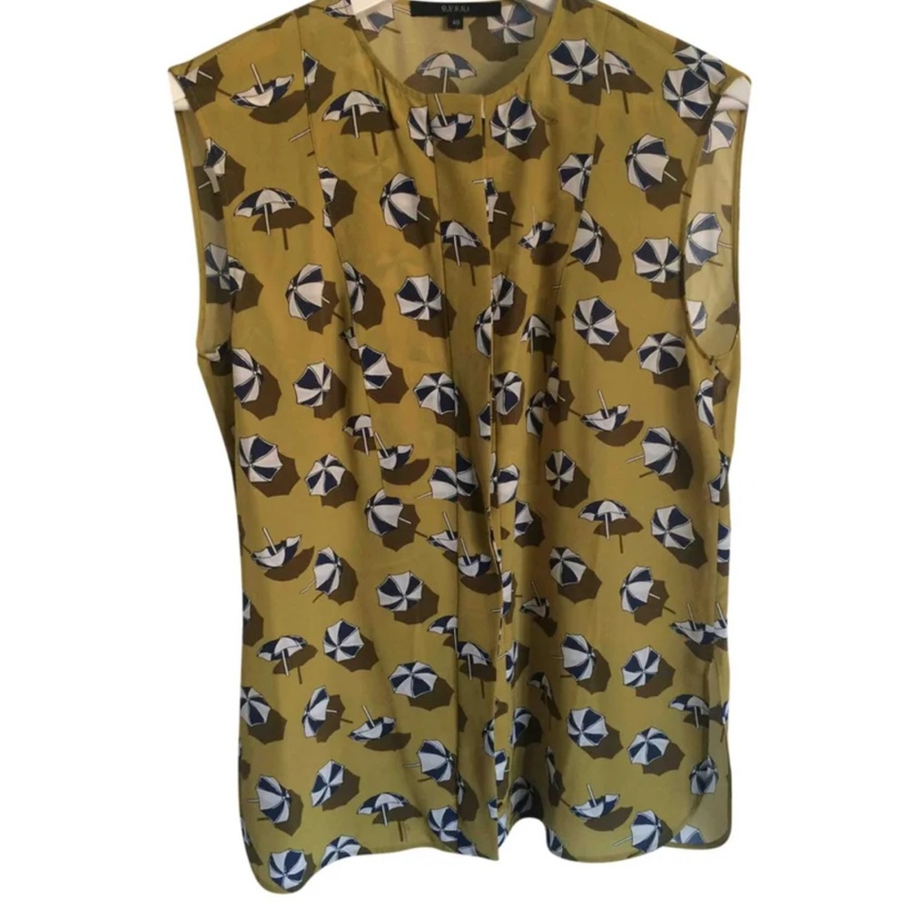 Gucci Gold and Black Sleeveless Boxy Blouse